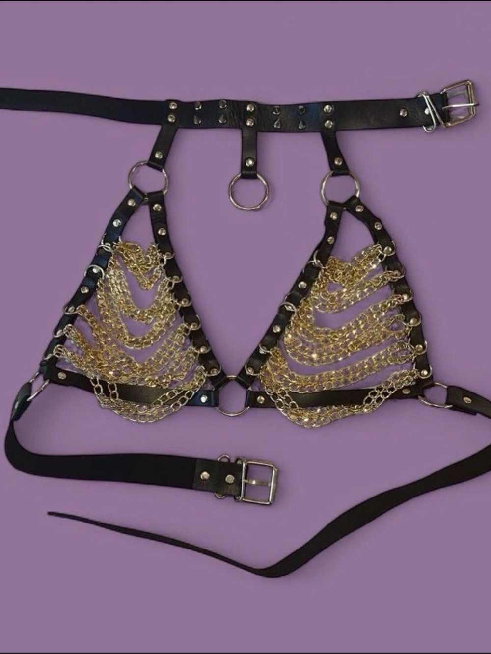 Widow x Dolls Kill BRAZEN TACTICS CHAIN HARNESS CHOKER - BLACK & GOLD